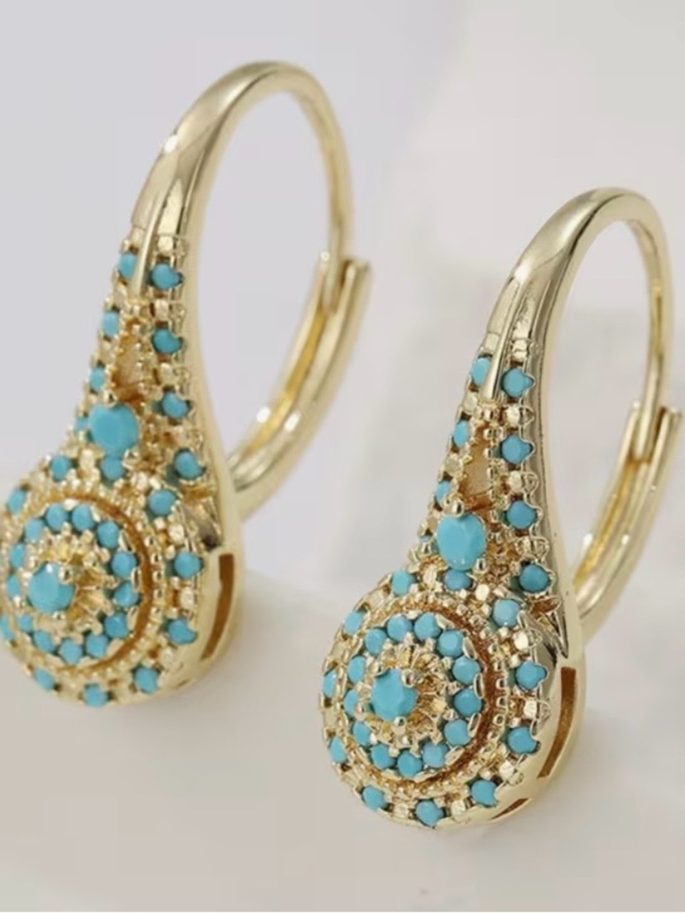 Gold-Tone Turquoise Cluster Drop Earrings - Women Jewelry